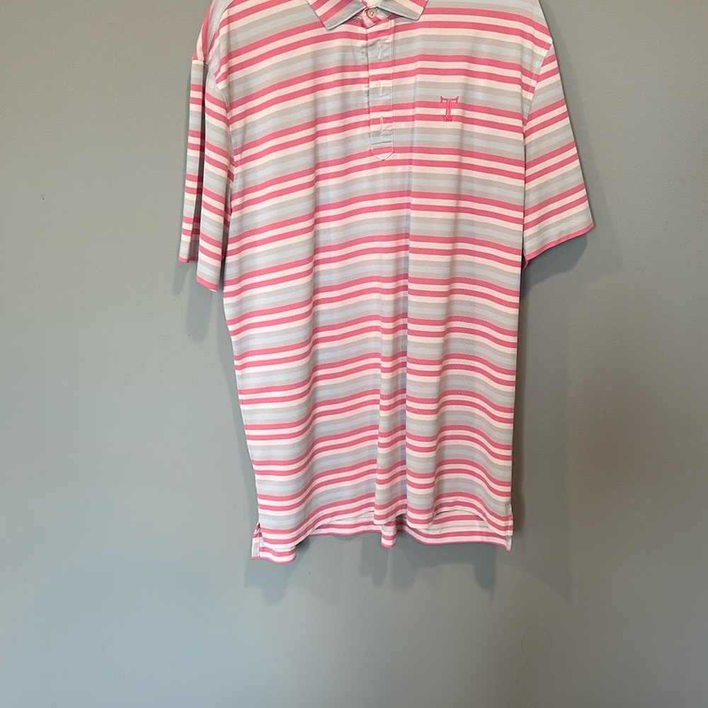 Striped Pink and White Men's Polo Shirt